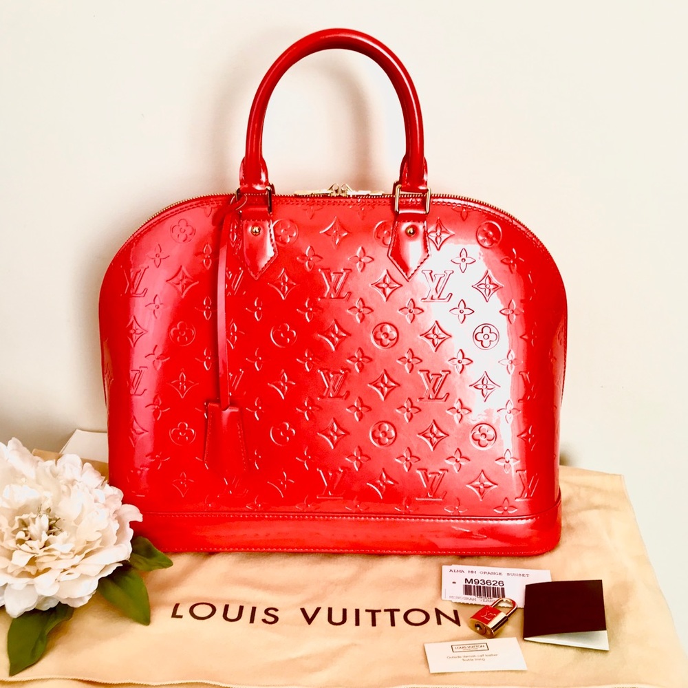 Louis Vuitton Vernis Leather Alma Orange Handbag